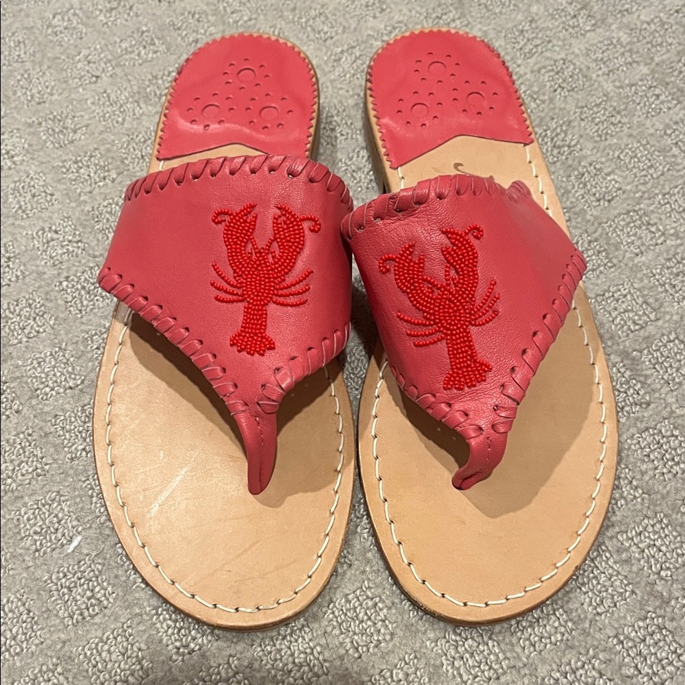 Jack Rogers Red Lobster Embroidered Sandals